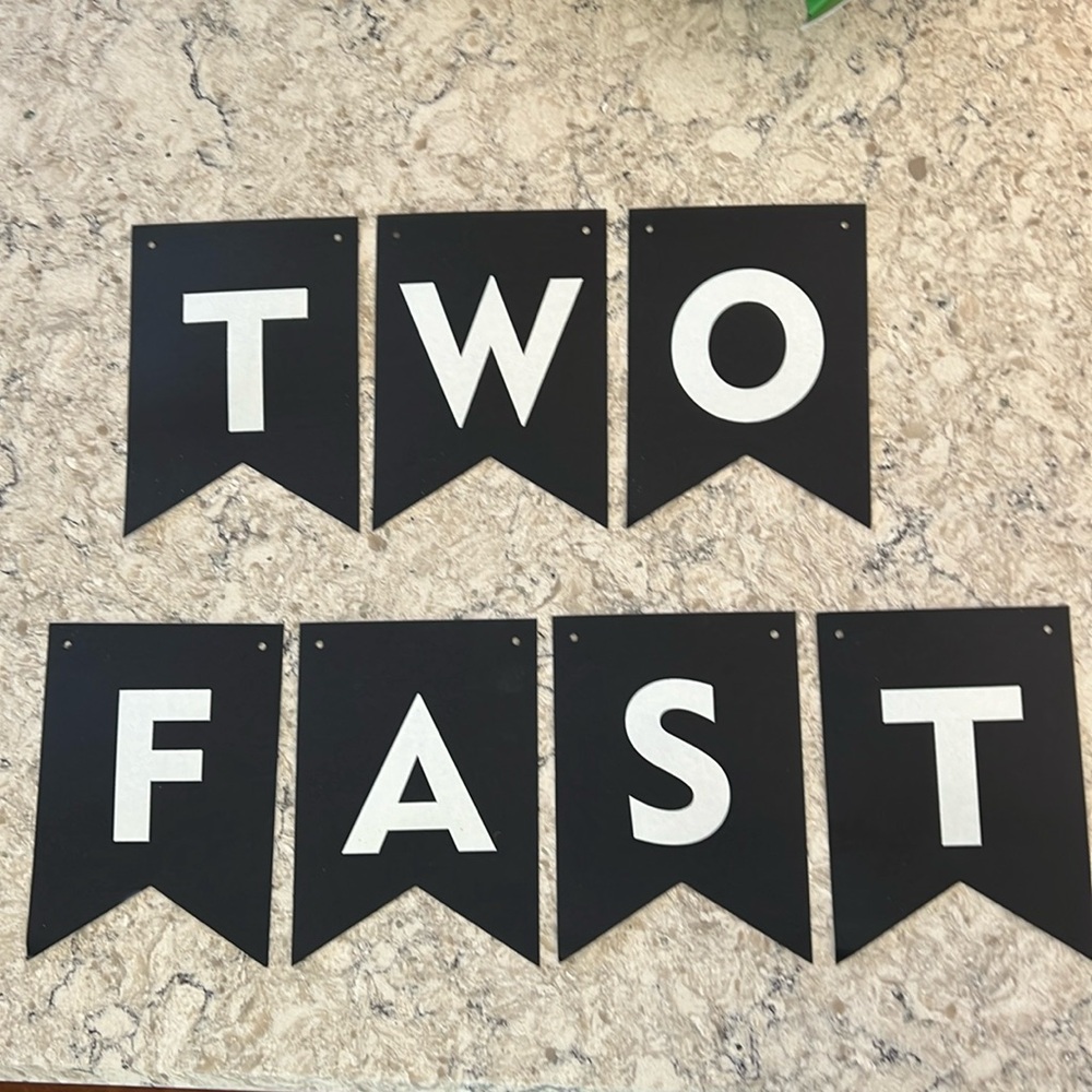 4/$14 Two Fast Birthday Banner, 2nd Birthday